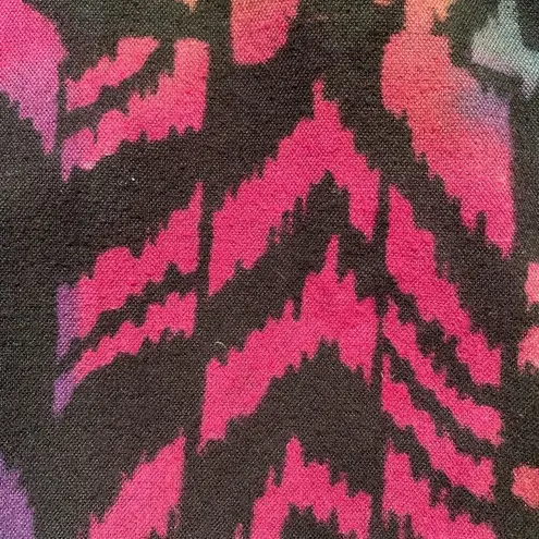 Vintage Winter Sun Multicolor Abstract Print Elastic Waist Maxi Skirt Size Large Black