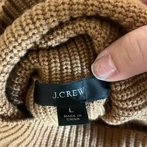 J.Crew Ribbed Cotton Cashmere Relaxed Turtleneck Sweater Camel Tan Size Large - Image 4