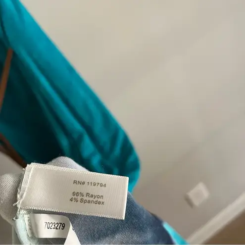 Boston Proper Tie Dye Cowl Neck Dress S Blue Teal Ombre Belted Boho Resort