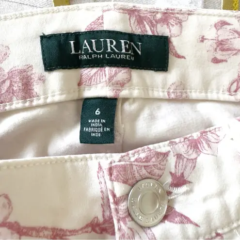 Ralph Lauren Lauren  floral cream pink classic straight jeans size 6 NWT $100