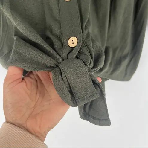 Fortune + Ivy Green Stretch Jersey Knit Button Tie Front 3/4 Sleeve Top Size XXL
