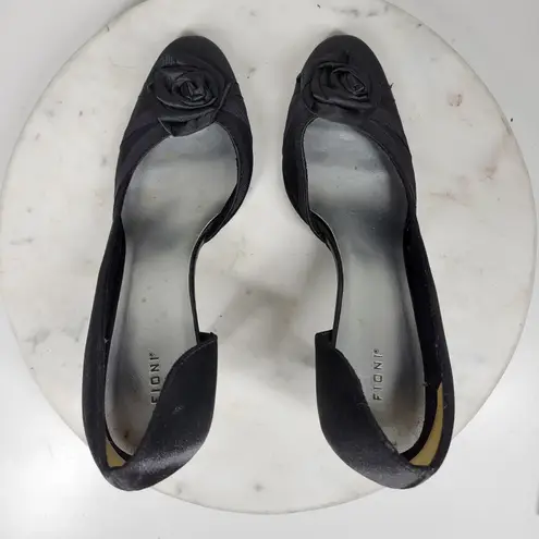 Fioni Dress Pumps Womens 8.5 Black Satin Rose Stiletto High Heels Formal