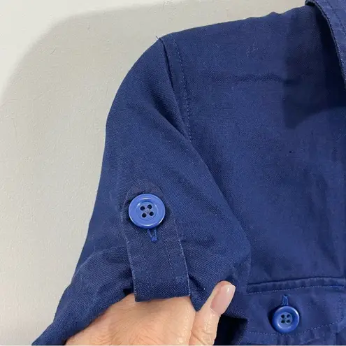 Banana Republic Blue Utility Shirtdress Size 0 Linen Blend Tie Belt Mini Dress