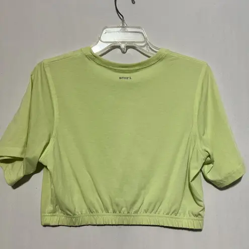 Stori. Cropped Top Women's 6 Green Stretch Round Neck Short Sleeve Pullover Green