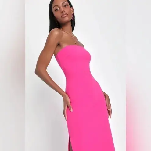 Lulus Elaborate Excellence Hot Pink Strapless Bodycon Maxi Dress Size S