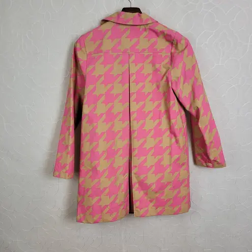 Isaac Mizrahi Target 20th Anniversary Womens Trench Coat XS Pink Tan Houndstooth