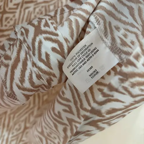 Coolibar Tan and White Sleeveless Blouse UPF 50 Patterned Size Small Vacation