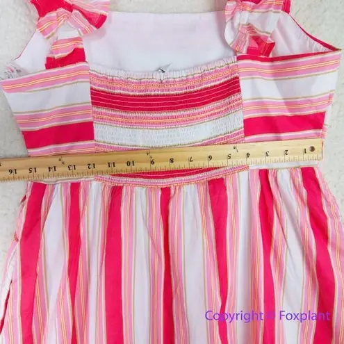 New! J Crew Factory Striped square neck midi dress. size 12 Pink