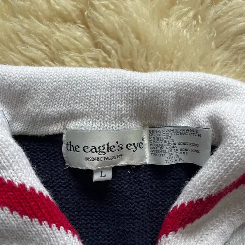 1994 The Eagle Eye short sleeved cardigan with sailor collar Americana design Size L
