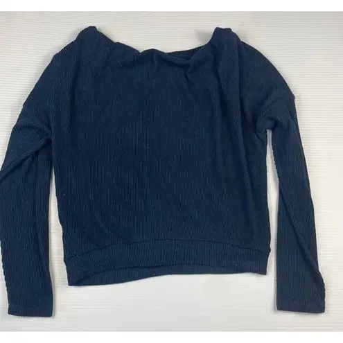 Maeve Navy Blue Ribbed Long Sleeve Casual Sweater Top size S