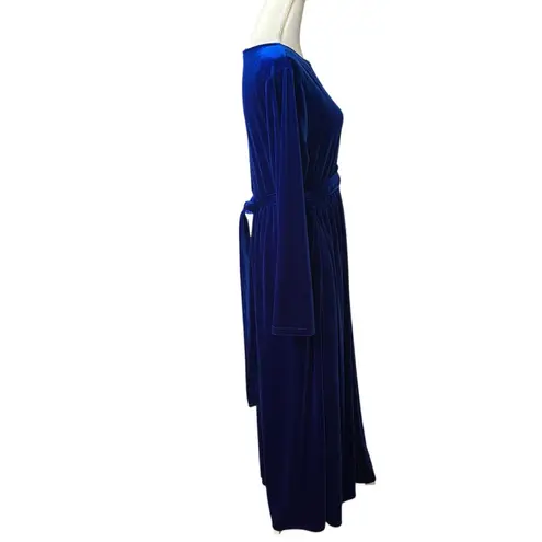 Elegant blue long sleeve maxi dress, size XXL, formal, velour, party, cocktail