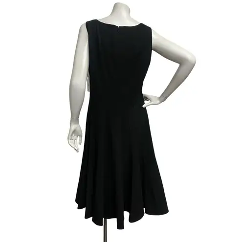 Calvin Klein  $89 Black Dress 12 Round Neck Fit Flare Pleated Knee Length Grunge