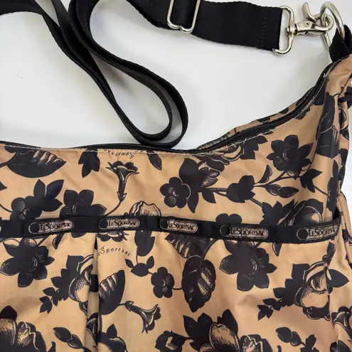 LeSportsac Baby Diaper Bag Floral Black Tan Nylon Changing Pad Adjustable Strap