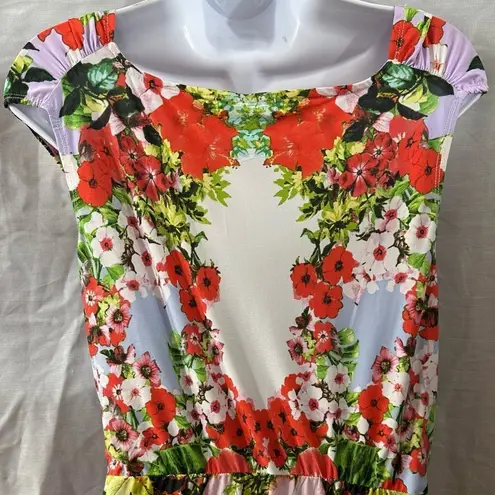 Cory P Short Sleeve Floral Dress Size Medium Purple