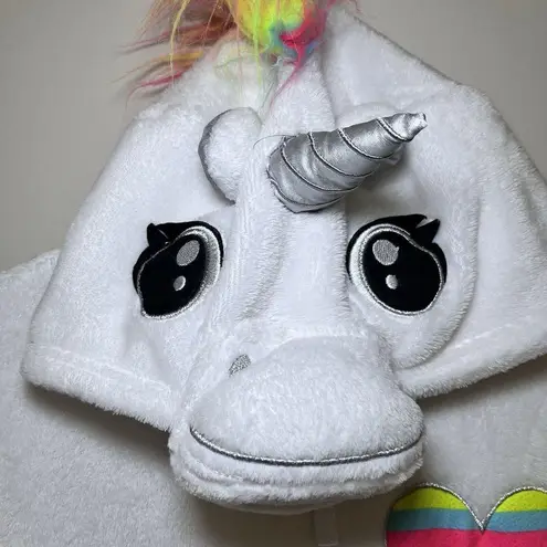 secret treasures Rainbow Unicorn Fleece One Piece Zip Up Hoodie Pajamas Large Costume Halloween