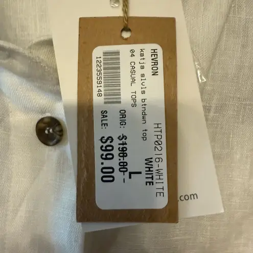 Hevron Linen White Sleeveless Button