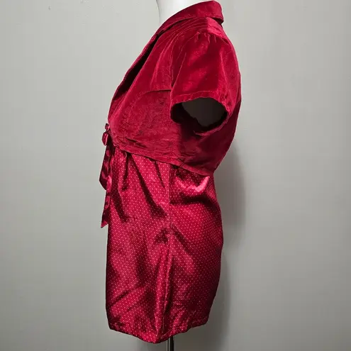 BCIN Red Y2K Velvet Bolero Jacket & Polka Dot Satin Camisole Set Size Medium