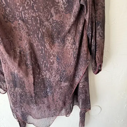 Tempo Paris Y2k Whimsigoth Large Sheer Silk Viscose Asymmetrical Hem Boho Top