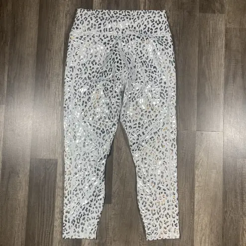 Fabletics  Powerhold High Waisted Legging Large Silver Metallic Stretch Wicking
