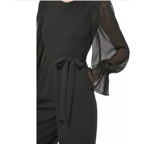 Calvin Klein  Black Blouson Sleeve Belted Ankle Length Crewneck Jumpsuit Office 4 - Image 12