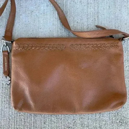 Lucky Brand  Leather Cognac Brown Crossbody Purse Bag