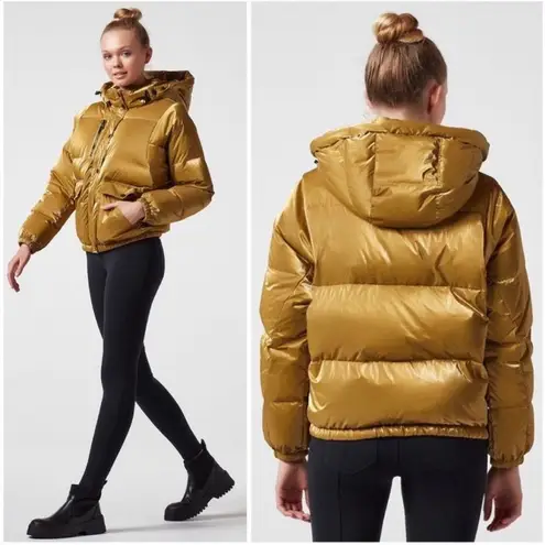 Blanc Noir Gold Metallic Puffer Jacket Size M EUC Missing Hood Size M