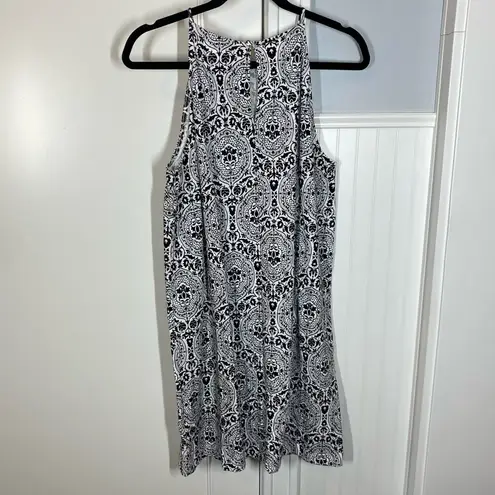 Boden Racer Neck‎ Jersey Mini Dress, Black, Exotic Tile | Size US 8R White