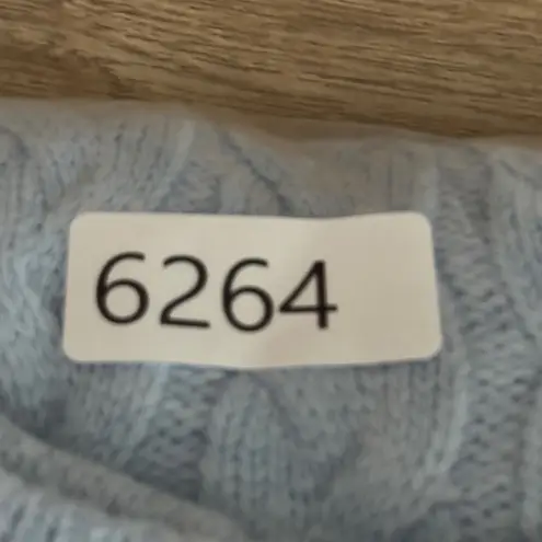 Peace Love World Sweater Cable Knit Pullover Crew Neck Warm Winter Blue XS