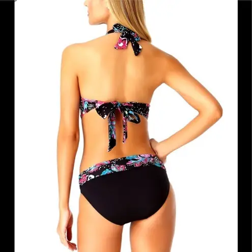 Anne cole  black floral bikini. L-top/M-bottom. NWT