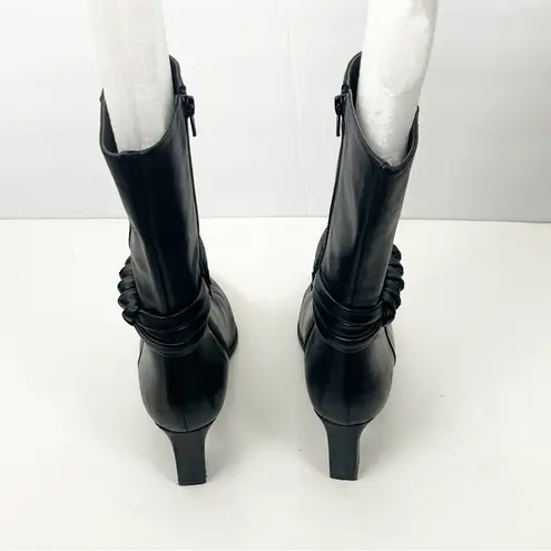 JAVIERA Classic Black Buttery Soft Leather Zipper Closure Point Toe Boots 39 Size 8