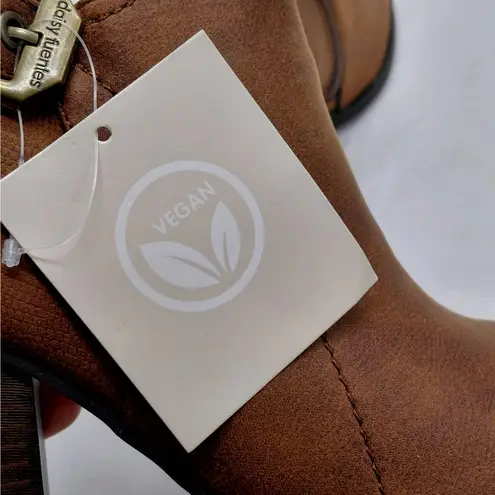 Daisy Fuentes Cosma Womens Ankle Boots Size 8.5W Brown Vegan Chunky Heel Casual