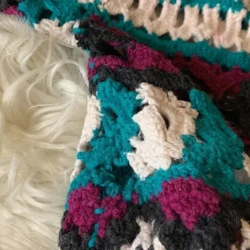 Vintage AJ Brandon hand crochet cardigan sweater L see measurements Purple Size L