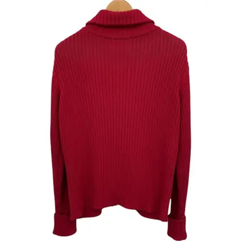 Covington Zip Front Cardigan Sweater Womens Small Red Ribbed Nordic Aztec Knit - Image 2