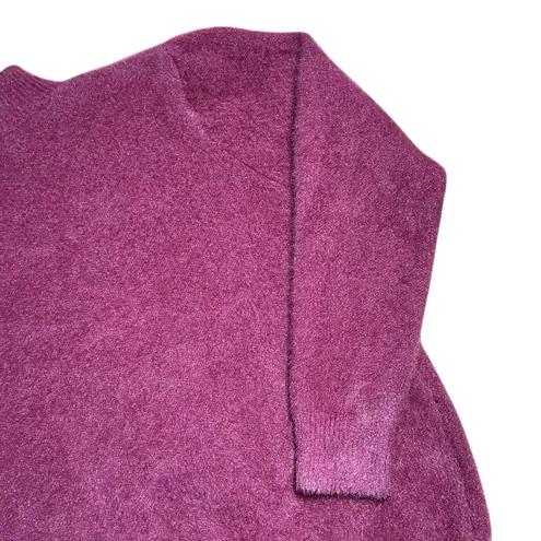 Strawberry Eyelash Mock Neck Long Sleeve Pullover Sweater Womens XS Pink