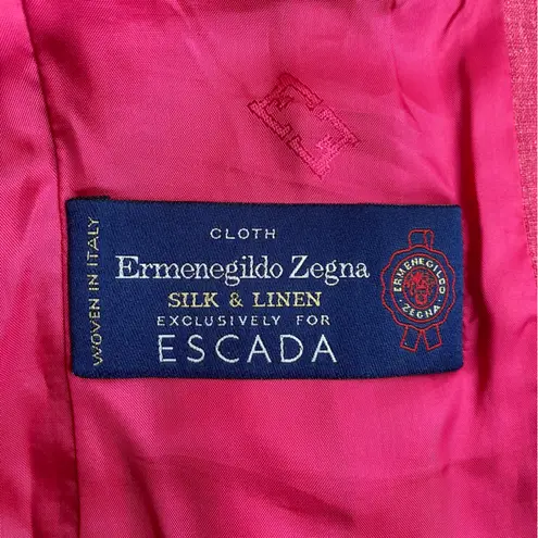 VTG Escada x Zegna Silk Linen Cropped Blazer with Flower Buttons Germany Made Pink Size 40