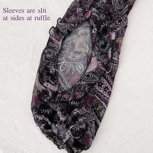 One World Paisley Ruffle Sleeved Knit Top