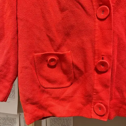Buttons Red/Orange Cotton Cardigan with Big and Small Pockets