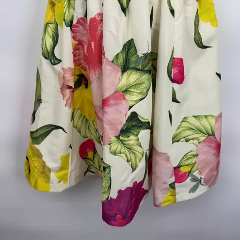 Ted Baker Garden Party Formal Dress Womens 0 White Pink Floral Print Lined Belt
