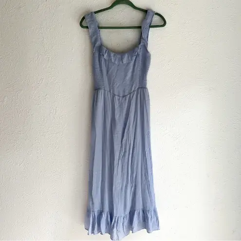 Heartloom Dennis Dress in Lilac Blue Medium Smocked Bodice, Ruffle Hem