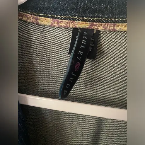 Ashley Judd Denim Jacket Size M Casual Ruffled Bohemian Fall Jacket Blue Size M