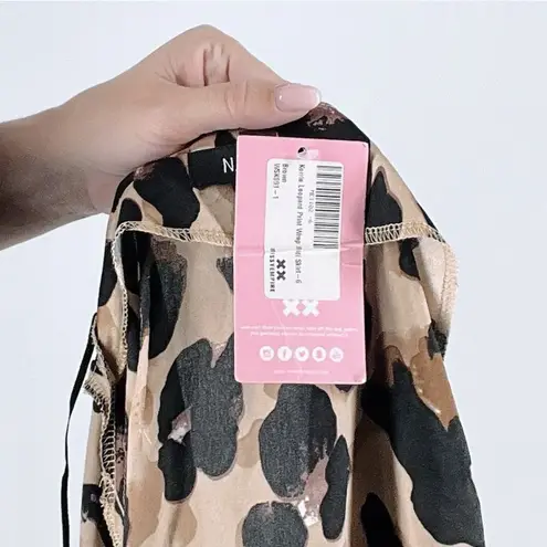 Missy Empire NWT Brown Leopard Print Wrap Midi Skirt Size 2