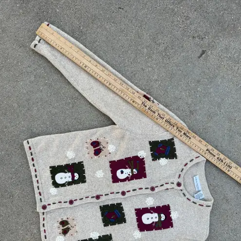 VTG Petite Rustic Cabincore Snowman Patchwork Christmas Cardigan Sweater MEDIUM Size undefined - Image 8