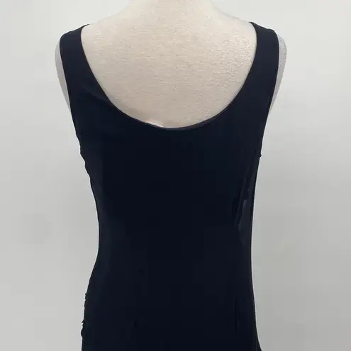 Vintage 90s Beaded Asymmetrical Bias Cut Maxi Dress Cowl Neck Slinky Black M Size M