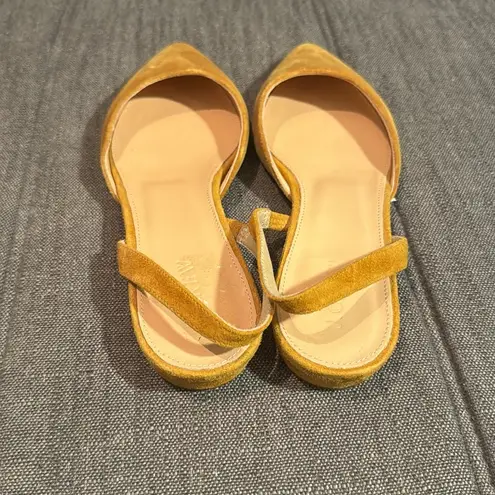 J.Crew  Pointed Toe Yellow Velvet Slingback Flats size 6.5