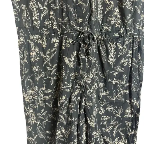 Thakoon Printed Utility Wide Leg Short Sleeve Collared Silk Jumpsuit Size Large Black