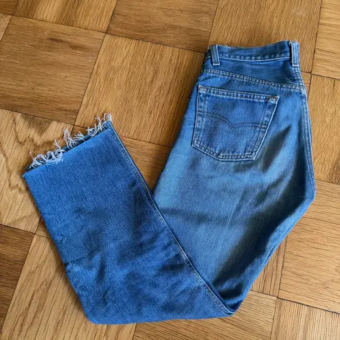 Levi's Vintage 90's  501s, Medium Wash, Cropped w/ Frayed Hem 29x27.25