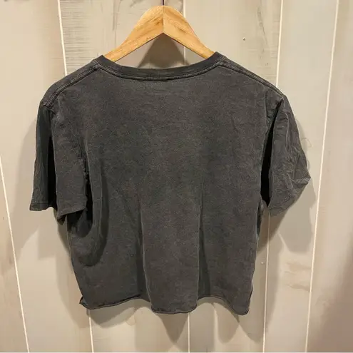 Cute washed black western block print Nashville crop top t