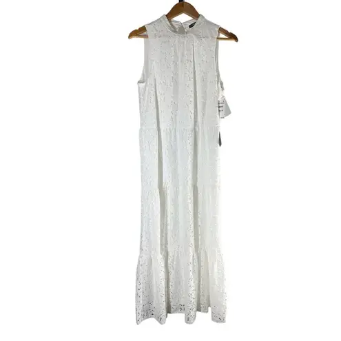 Julia Jordan Tiered Eyelet Maxi Dress Size US 8 Ivory