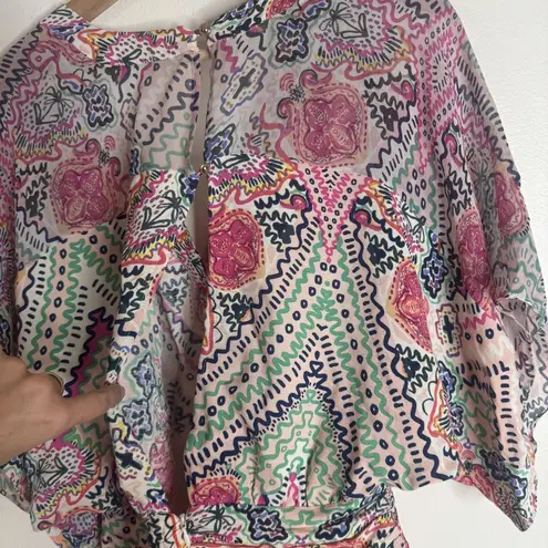 Maeve Anthropologie siya kimono dress Abstract Boho V Neck size 2 flowy