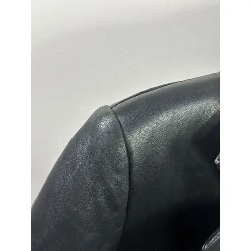 Siena Studio Vintage Genuine Leather Button Front Jacket Size 6 Black